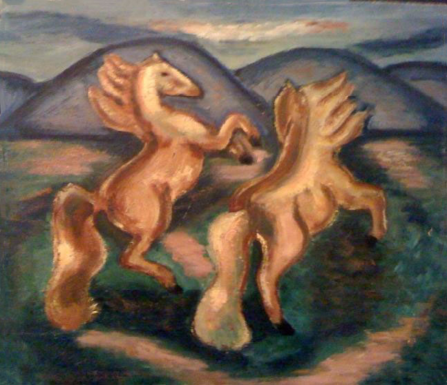 Horses, Beverly Nordberg college painting
